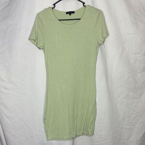 Kendall & Kylie Ribbed Mini Dress Green Short Sleeve Size M